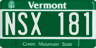 VT license plate NSX181