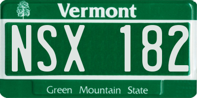 VT license plate NSX182