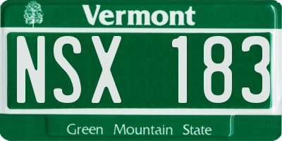 VT license plate NSX183