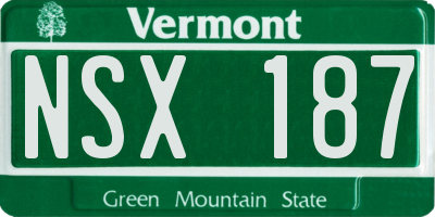 VT license plate NSX187