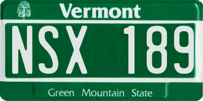 VT license plate NSX189
