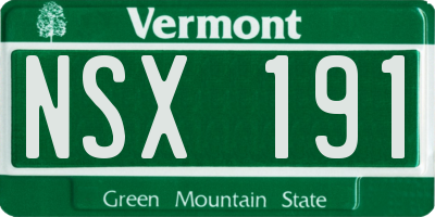 VT license plate NSX191