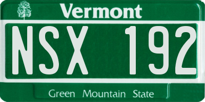 VT license plate NSX192
