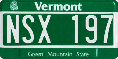 VT license plate NSX197