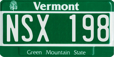 VT license plate NSX198