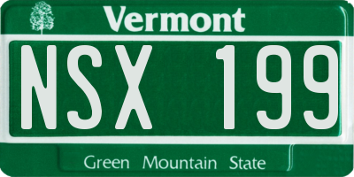 VT license plate NSX199