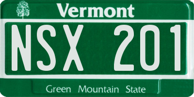 VT license plate NSX201