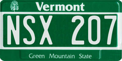 VT license plate NSX207