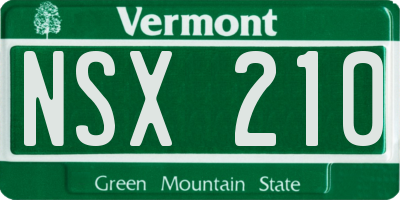 VT license plate NSX210