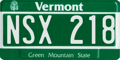 VT license plate NSX218