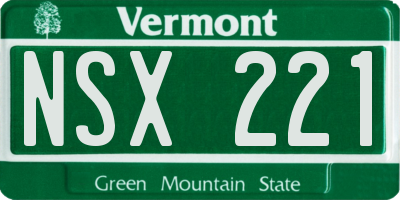VT license plate NSX221