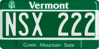 VT license plate NSX222