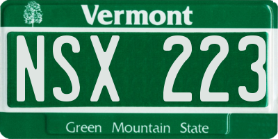 VT license plate NSX223