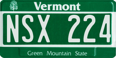 VT license plate NSX224