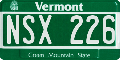 VT license plate NSX226