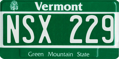 VT license plate NSX229