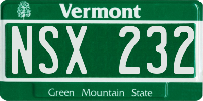 VT license plate NSX232