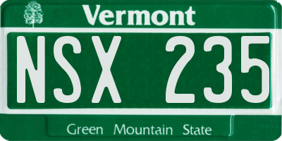 VT license plate NSX235