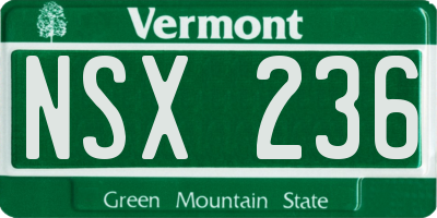 VT license plate NSX236