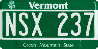 VT license plate NSX237