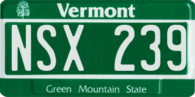 VT license plate NSX239