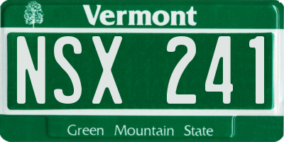VT license plate NSX241