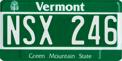 VT license plate NSX246
