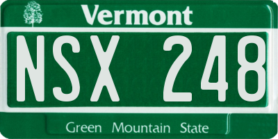 VT license plate NSX248