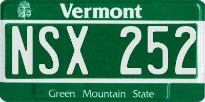 VT license plate NSX252