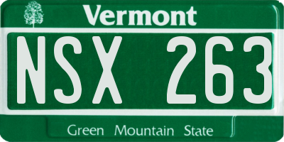 VT license plate NSX263