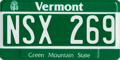 VT license plate NSX269