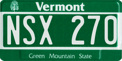VT license plate NSX270