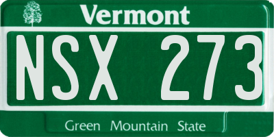 VT license plate NSX273