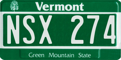 VT license plate NSX274