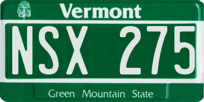 VT license plate NSX275