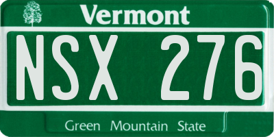 VT license plate NSX276