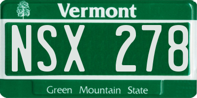 VT license plate NSX278