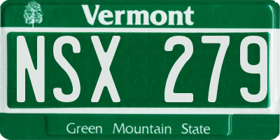 VT license plate NSX279