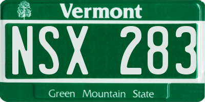 VT license plate NSX283