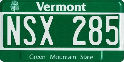 VT license plate NSX285