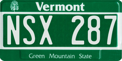 VT license plate NSX287
