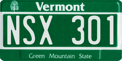 VT license plate NSX301