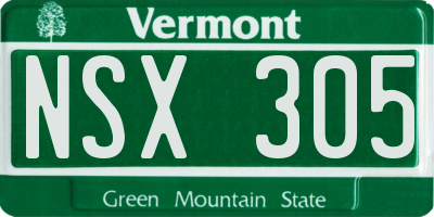 VT license plate NSX305