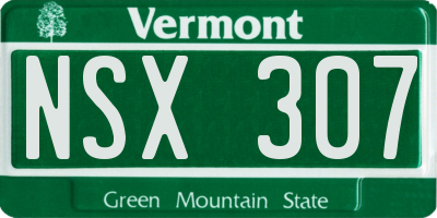 VT license plate NSX307