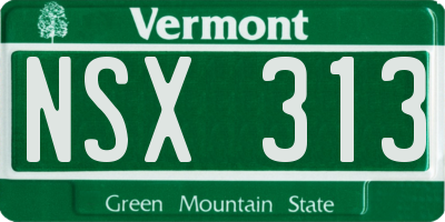 VT license plate NSX313