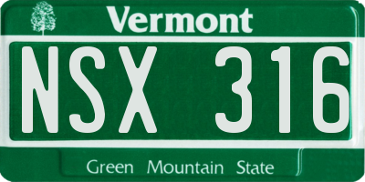 VT license plate NSX316