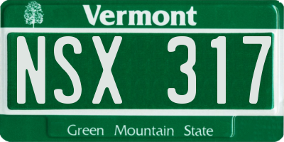 VT license plate NSX317