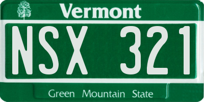 VT license plate NSX321