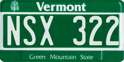 VT license plate NSX322