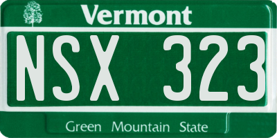 VT license plate NSX323